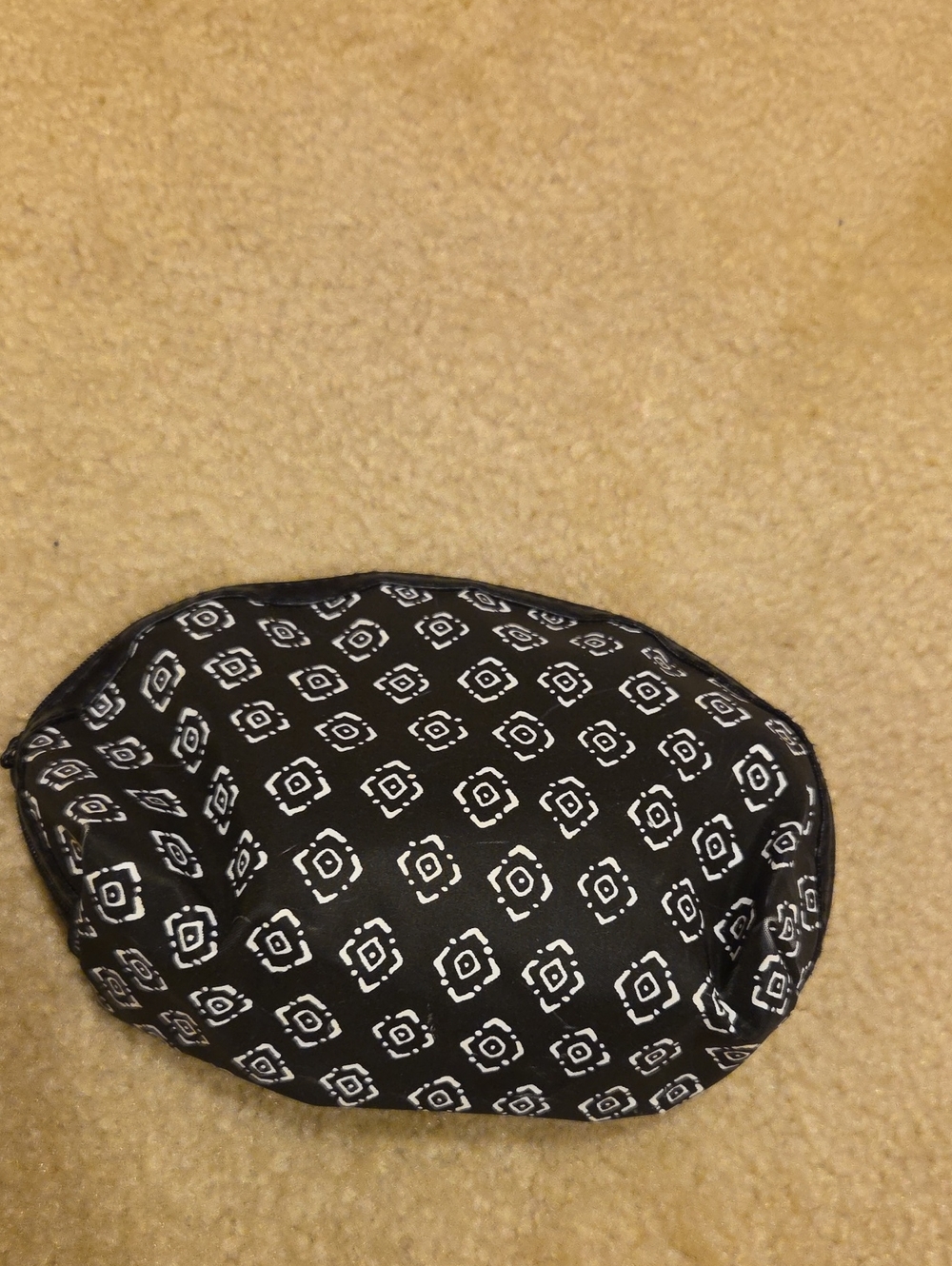 Black Geometric Print Cosmetic Pouch